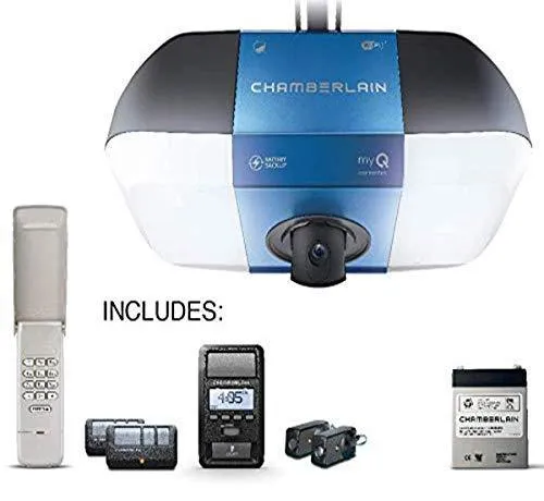 Chamberlain B6765T Smart Garage Door Opener w/Built in HD Camera,Battery Backup & Bright LED Lighting - myQ Smartphone Control- Ultra Quiet,Strong Belt Drive and MAX Lifting Power,Wireless Keypad Incl