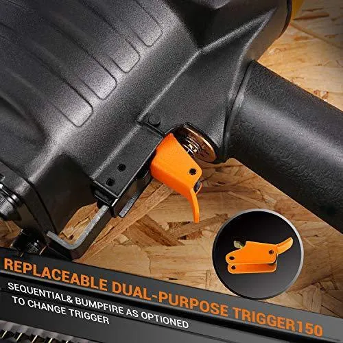 Framing Nailer Kit, 2" to 3-1/2" Full Round Head Nail Gun, 21°Heavy Duty Magazine with 60 Nails Capacity, Ergonomic Nailer with Interchangeable Trigger and Safety Goggles, Storage Case Included