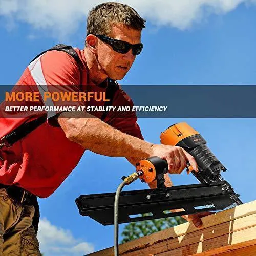 Framing Nailer Kit, 2" to 3-1/2" Full Round Head Nail Gun, 21°Heavy Duty Magazine with 60 Nails Capacity, Ergonomic Nailer with Interchangeable Trigger and Safety Goggles, Storage Case Included