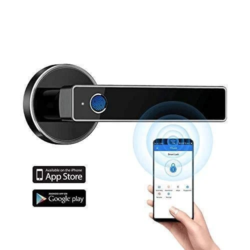 Tiffane Biometric Fingerprint Door Lock, Bluetooth WiFi Door Lock, Smart Door Lock for Front Door, Smart Door Lever (Black)