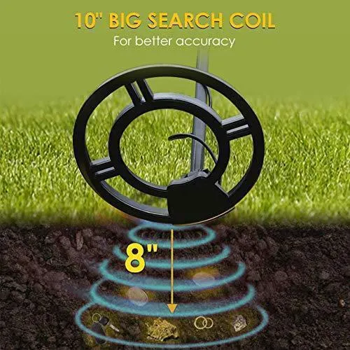 RM RICOMAX Metal Detector for Adults & Kids - High-Accuracy Metal Detector Waterproof LCD Display [PP Function & DISC Mode & Distinctive Audio Prompt] 10 Inch Waterproof Search Coil