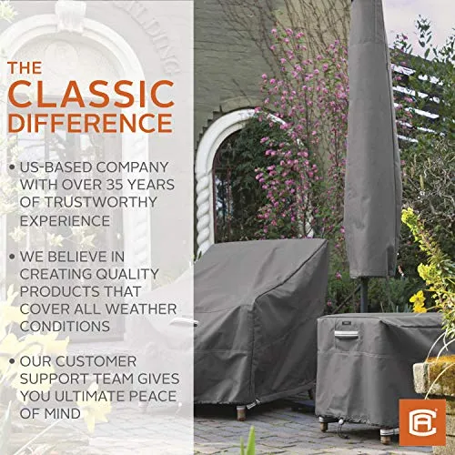 Classic Accessories Ravenna Water-Resistant 108 Inch Round Patio Table & Chair Set Cover, Outdoor Table Cover