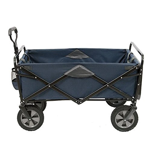 Mac Sports Collapsible Outdoor Utility Wagon with Folding Table and Drink Holders, Blue