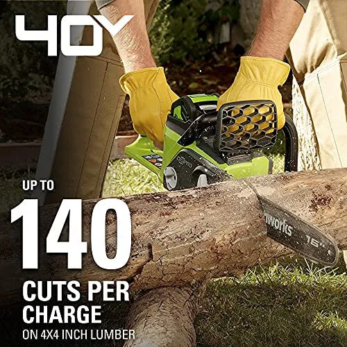 Greenworks 40V 16-Inch Cordless Chainsaw, Tool Only