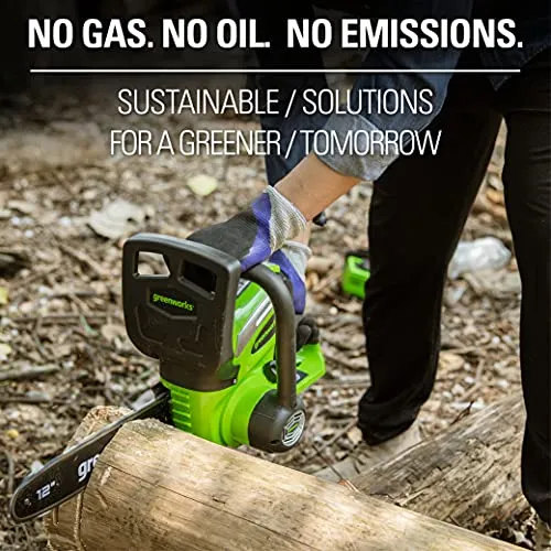 Greenworks 40V 12-Inch Cordless Chainsaw, 2.0Ah Battery and Charger Included