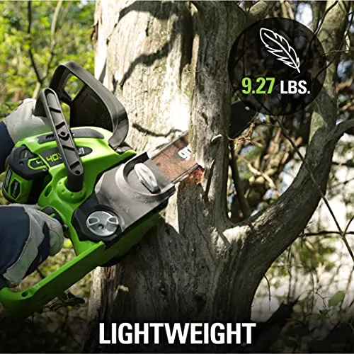 Greenworks 40V 12-Inch Cordless Chainsaw, 2.0Ah Battery and Charger Included