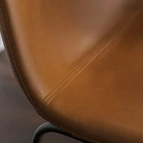 Walker Edison Douglas Urban Industrial Faux Leather Armless Counter Chairs, Set of 2, Whiskey Brown