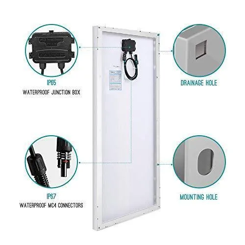 Renogy Solar Panel 2pcs 100 Watt 12 Volt Monocrystalline, 2-Pack Compact Design