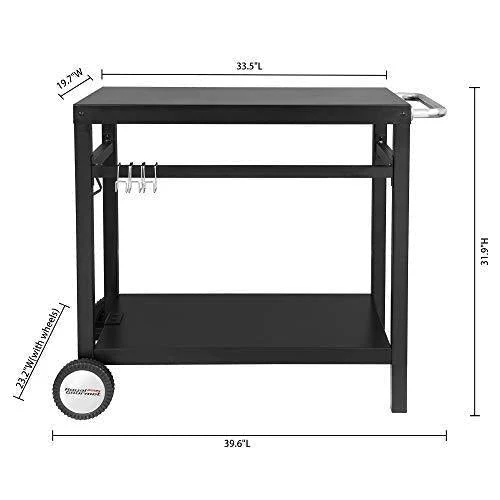 Royal Gourmet Double-Shelf Movable Dining Cart Table,Commercial Multifunctional Steel Flattop Worktable PC3401B