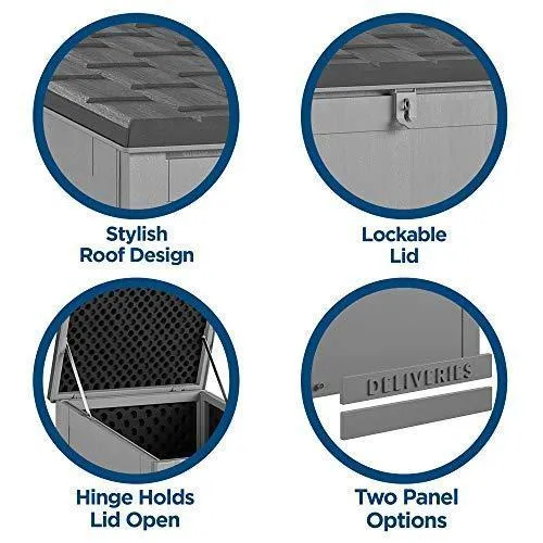 Cosco Outdoor Living 88333GCG1E, Large Lockable Package Delivery and Storage Box, 6.3 Cubic feet, Light Gray BoxGuard