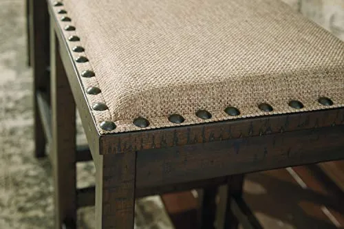 Signature Design by Ashley Rokane Upholstered Farmhouse Bench, Beige & Brown