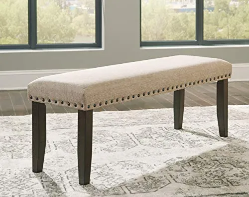 Signature Design by Ashley Rokane Upholstered Farmhouse Bench, Beige & Brown