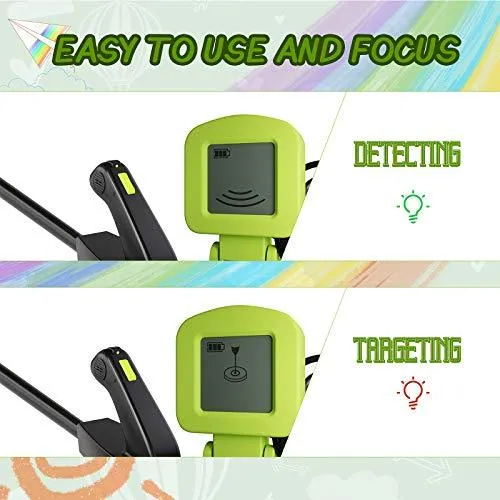 RM RICOMAX Metal Detector for Kids - Kids Metal Detector with LCD Display & Buzzer IP68 Waterproof & 2 Lb Lightweight Best Gift for Kids 24 to 35'' Foldable & Adjustable Kids Metal Detector, Green