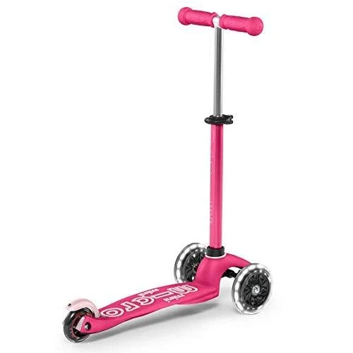 Micro Kickboard - Mini Deluxe LED - Three Wheeled, Lean-to-Steer Swiss-Designed Micro Scooter for Toddlers & Children with Motion-Activated Light-Up Wheels for Ages 2-5 (Pink)