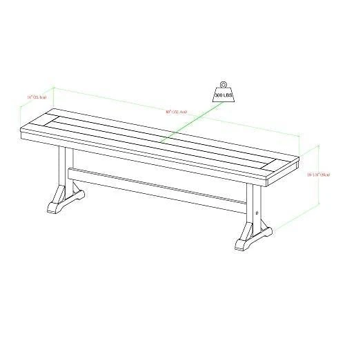 Walker Edison Furniture Solid Wood Brown Dining Bench