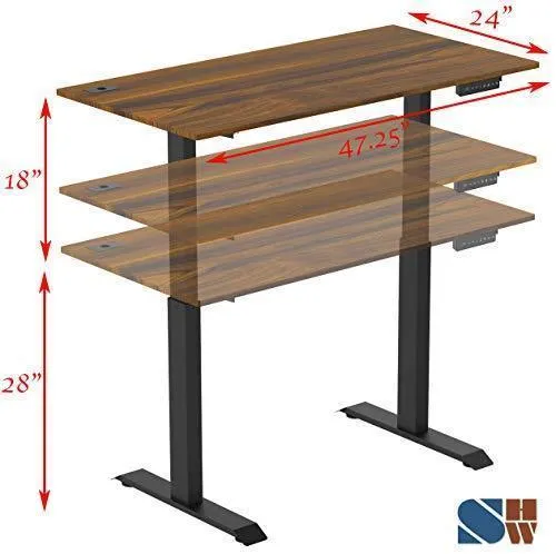 SHW Standing Desk Electric Height Adjustable Computer Desk, 48 x 24 Inches, Walnut