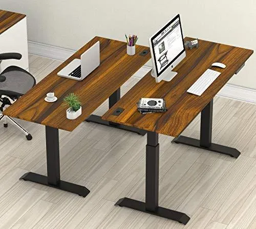 SHW Standing Desk Electric Height Adjustable Computer Desk, 48 x 24 Inches, Walnut