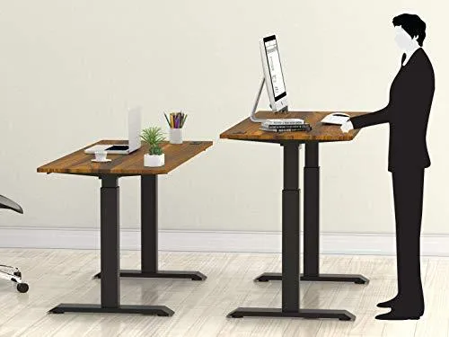 SHW Standing Desk Electric Height Adjustable Computer Desk, 48 x 24 Inches, Walnut