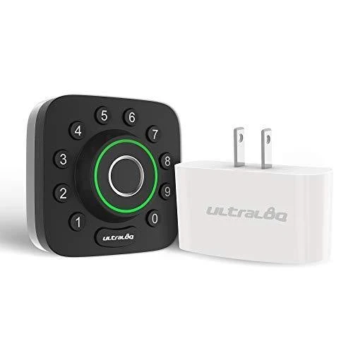 U-Bolt Pro Bluetooth Enabled Fingerprint and Keypad Smart Deadbolt + Bridge WiFi Adaptor | 6-in-1 Keyless Entry | Control Remotely Via Smartphone | Fingerprint ID | Anti-peep Code | Auto Unlock & Lock
