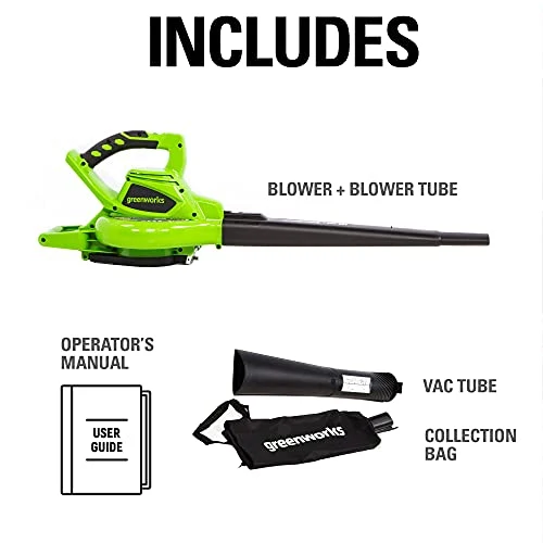 Greenworks 40V (185 MPH/340 CFM) Brushless Cordless Leaf Blower / Vacuum, Tool Only 24312