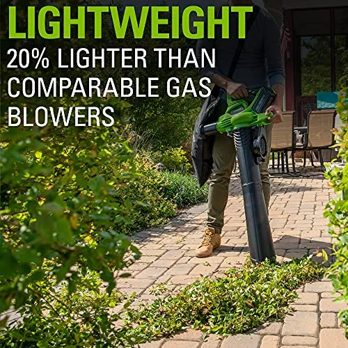 Greenworks 40V (185 MPH/340 CFM) Brushless Cordless Leaf Blower / Vacuum, Tool Only 24312
