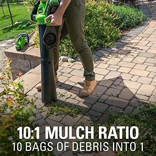 Greenworks 40V (185 MPH/340 CFM) Brushless Cordless Leaf Blower / Vacuum, Tool Only 24312