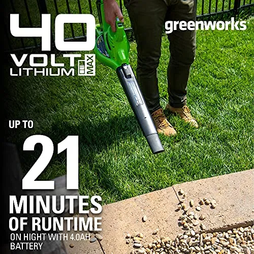 Greenworks 40V (185 MPH/340 CFM) Brushless Cordless Leaf Blower / Vacuum, Tool Only 24312
