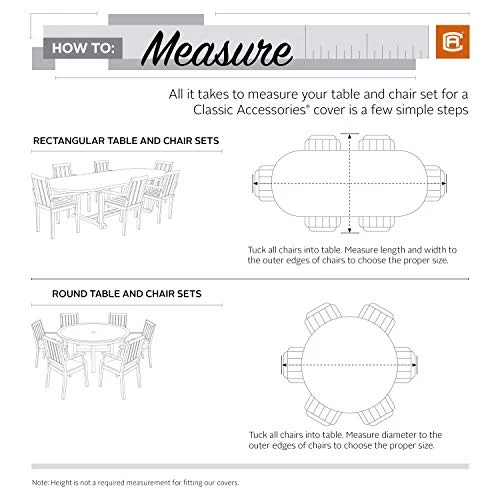 Classic Accessories Veranda Water-Resistant 128 Inch Rectangular/Oval Patio Table & Chair Set Cover, Outdoor Table Cover